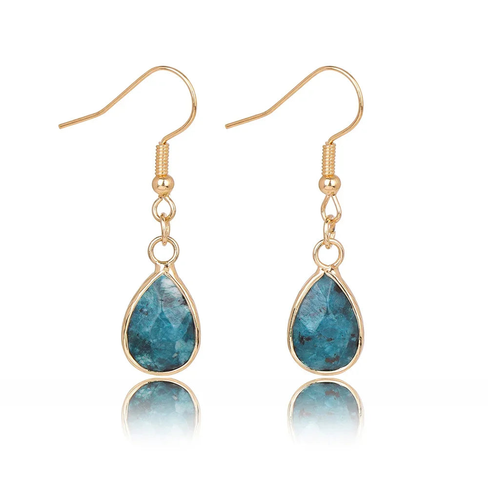 AVERLLA™ Natural Tear Drop Stone Earrings – Lapis Lazuli & Quartz