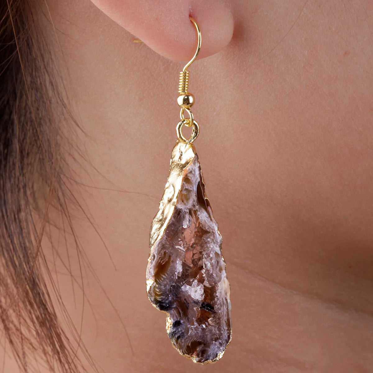 AVERLLA™ Irregular Geode Druzy Agate Dangle Earrings