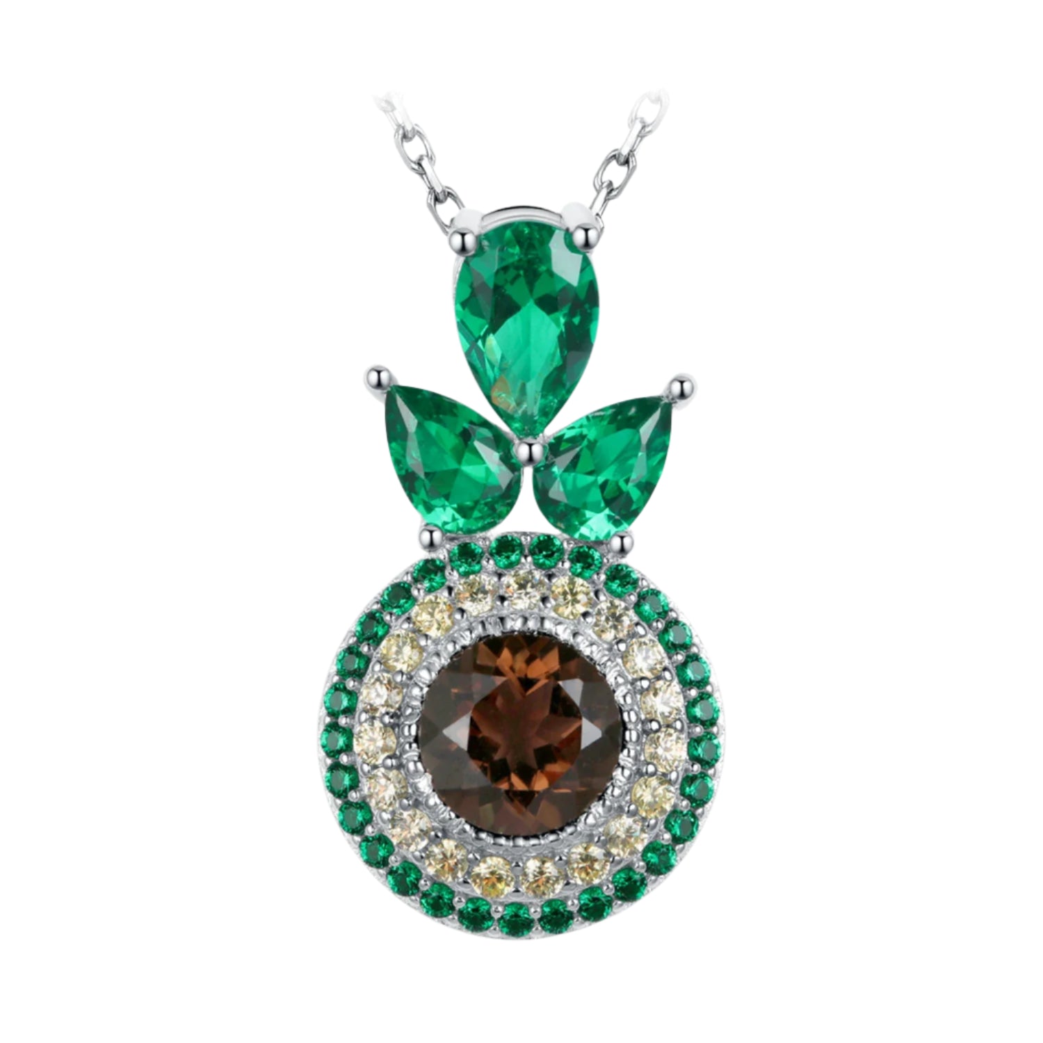 AVERLLA™ Delightful Avocado 4.5ct Natural Smoky Quartz Pendant Necklace