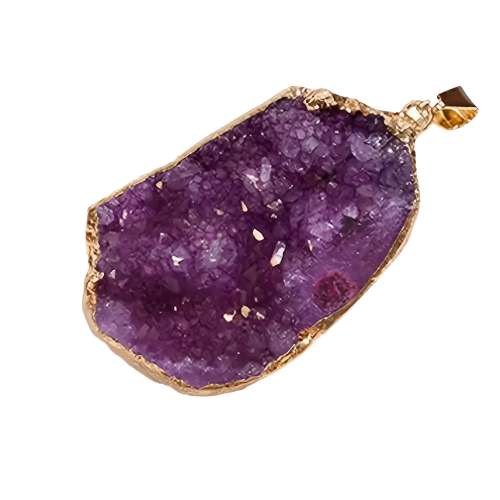 AVERLLA™ Natural Crystal Agate Geode Pendant Gemstone Dyeing Colorful