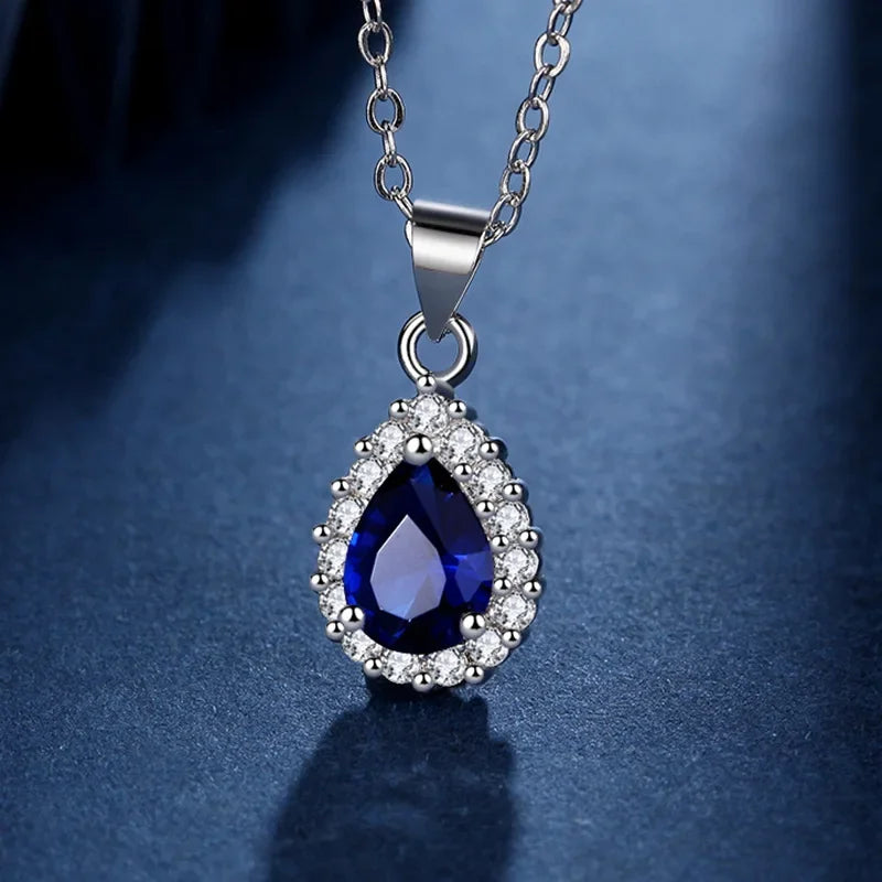 AVERLLA™ Water Drop Sapphire Zircon Necklace for Women