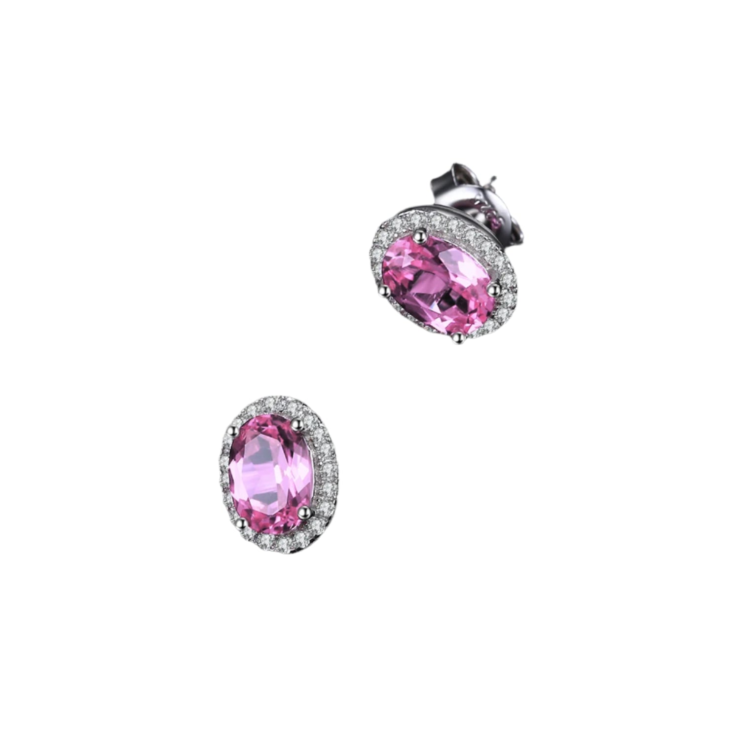 AVERLLA™ 2.1ct Oval Pink Sapphire Silver Earrings