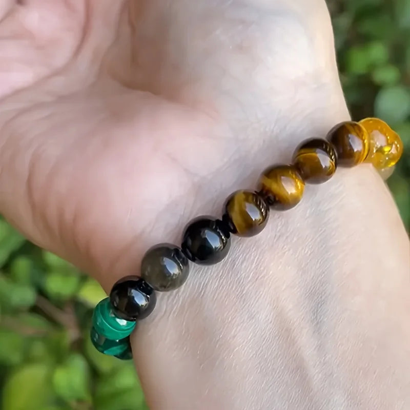 AVERLLA™ Natural Stone Bracelets – Green Malachite & Tiger Eye for Luck