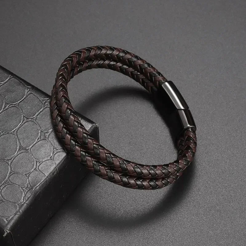 AVERLLA™ Black Magnetic Leather Bracelet