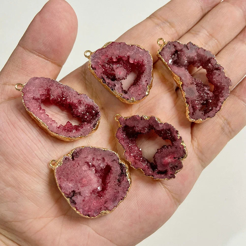 AVERLLA™ Irregular Geode Slice Pendants – Colorful Agate Charms