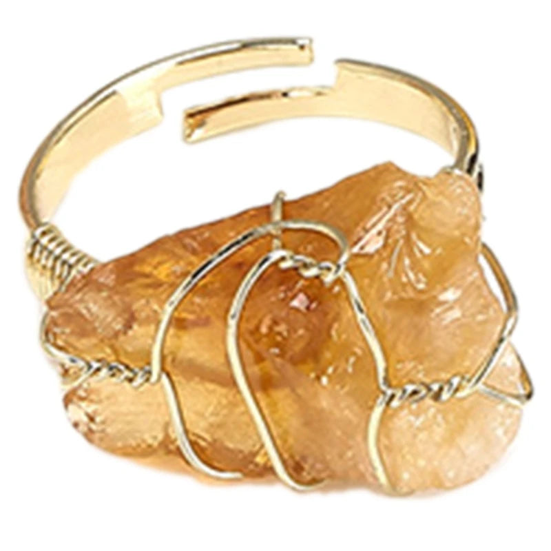 AVERLLA™ Natural Crystal Rings – Adjustable Copper Wrap