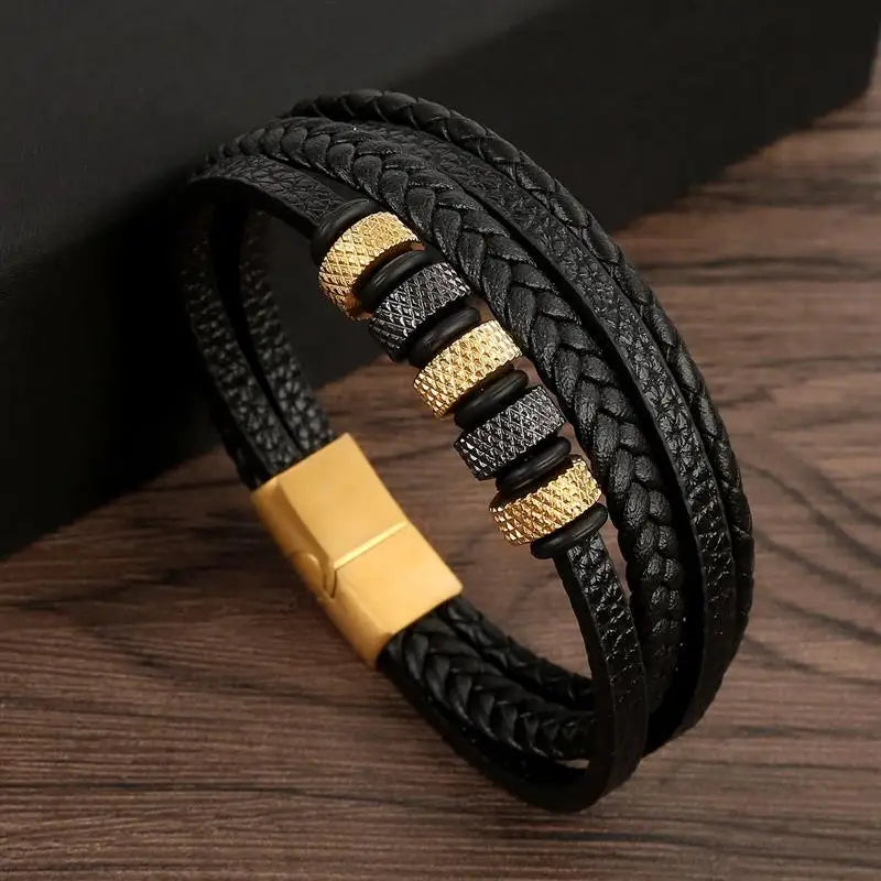 AVERLLA™ Valor Cross Hand-Woven Leather Bracelet