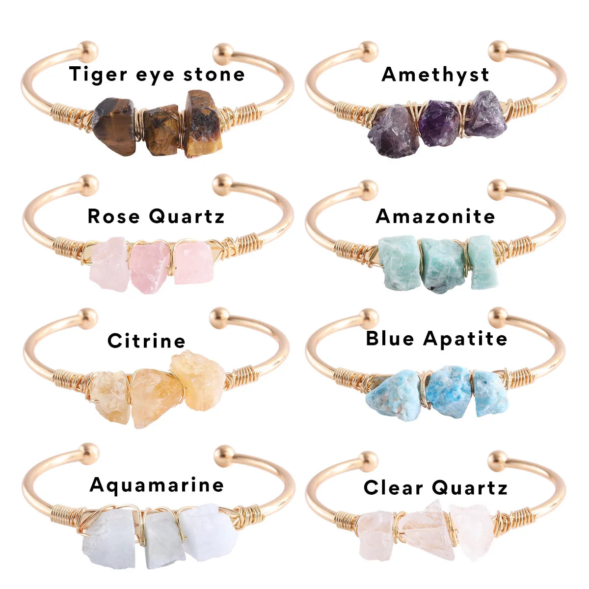 AVERLLA™ Natural Stone Cuff & Necklace Set – Amethyst & Amazonite Healing Crystals