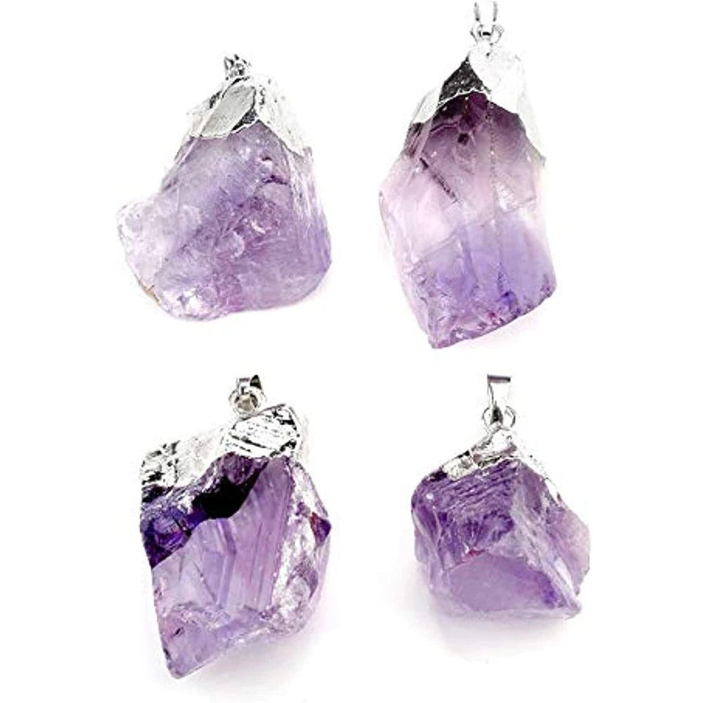 AVERLLA™ Natural Amethyst Rose Quartz Raw Stone Pendant Irregular