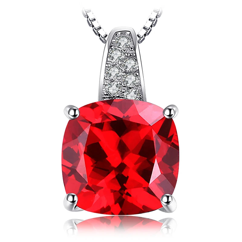 AVERLLA™ Simulated Nano Emerald, Created Ruby, Sapphire 925 Sterling Silver Pendant Necklace for Women