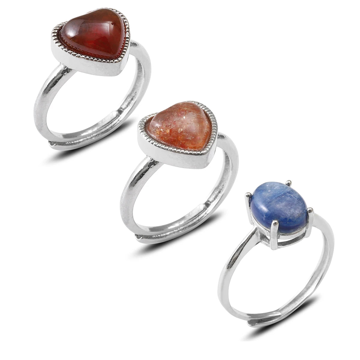 AVERLLA™ Heart Shape Ruby & Gemstone Adjustable Rings