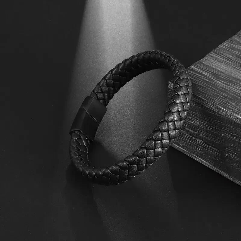 AVERLLA™ Black Magnetic Leather Bracelet