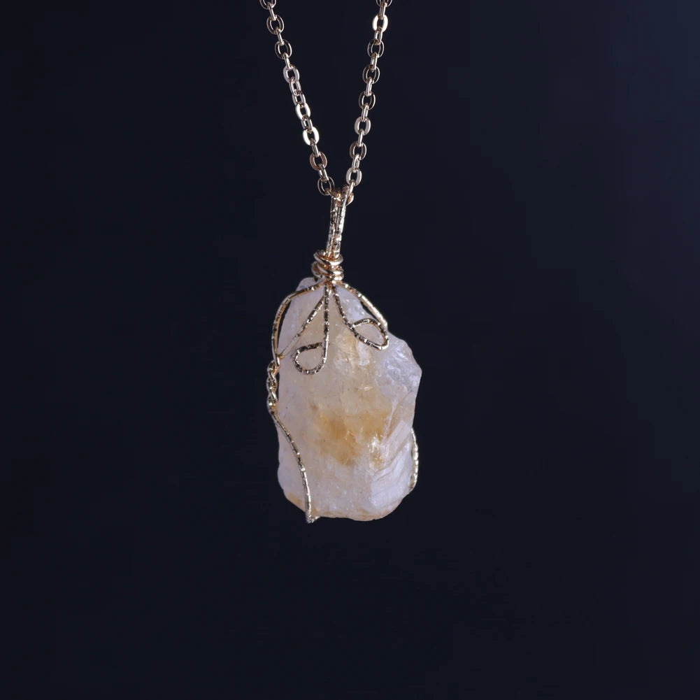 AVERLLA™ Wire Wrapped Raw Quartz Crystal Pendant