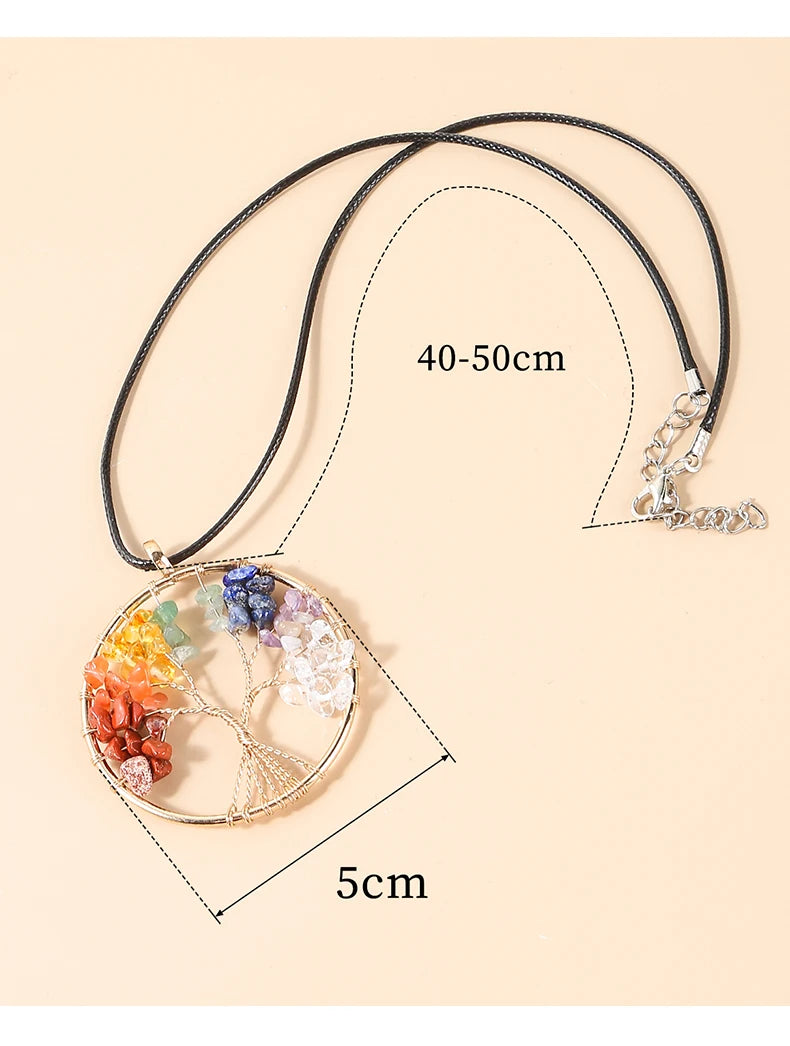 AVERLLA™ 7 Chakras Tree of Life Pendant – Gold Reiki Healing Necklace