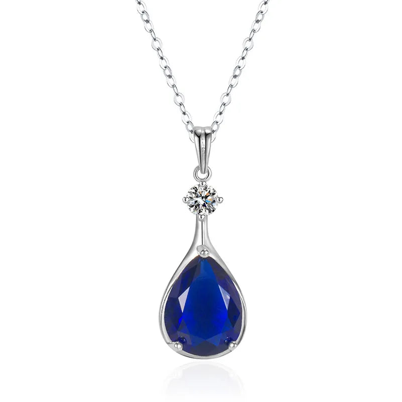 AVERLLA™ Luxe Radiance Sapphire & Zircon Water Drop Pendant Necklace for Women