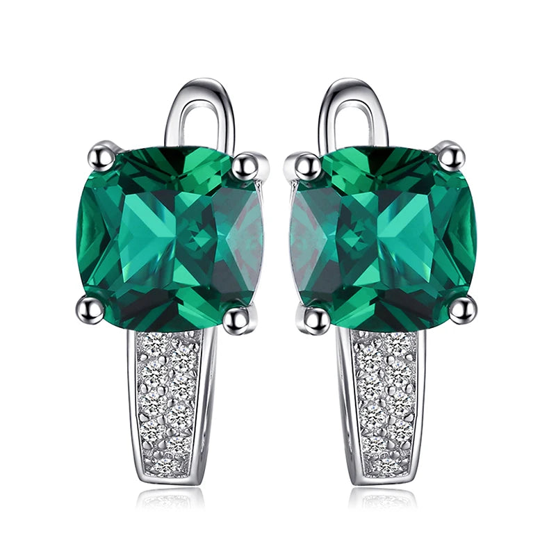 AVERLLA™ Luxe Gemstone Hoop Earrings – Simulated Nano Emerald, Created Ruby & Sapphire in 925 Sterling Silver