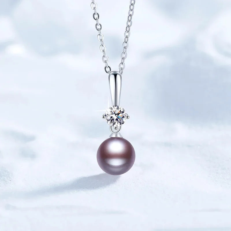 AVERLLA™ Radiant Bloom Moissanite & Purple Pearl Pendant Necklace