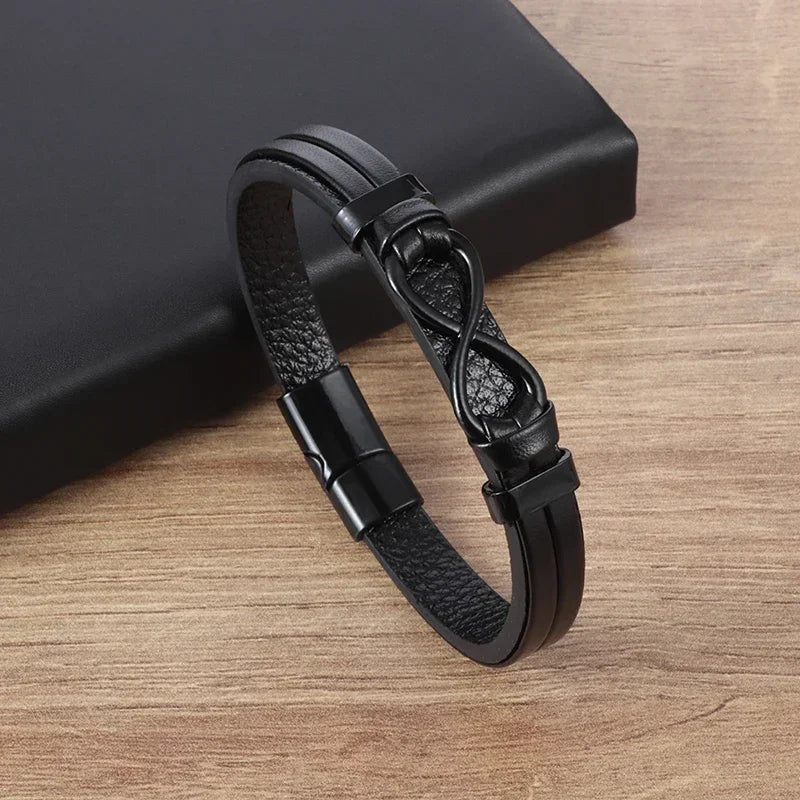 AVERLLA™ Black Magnetic Leather Bracelet