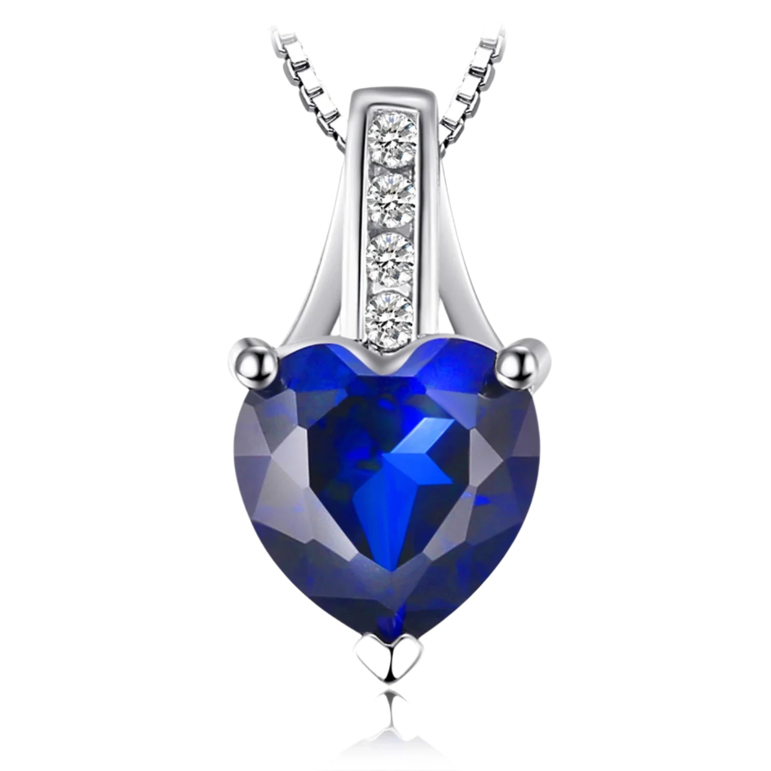 AVERLLA™ Love Heart 1.7ct Created Blue Sapphire Pendant Necklace