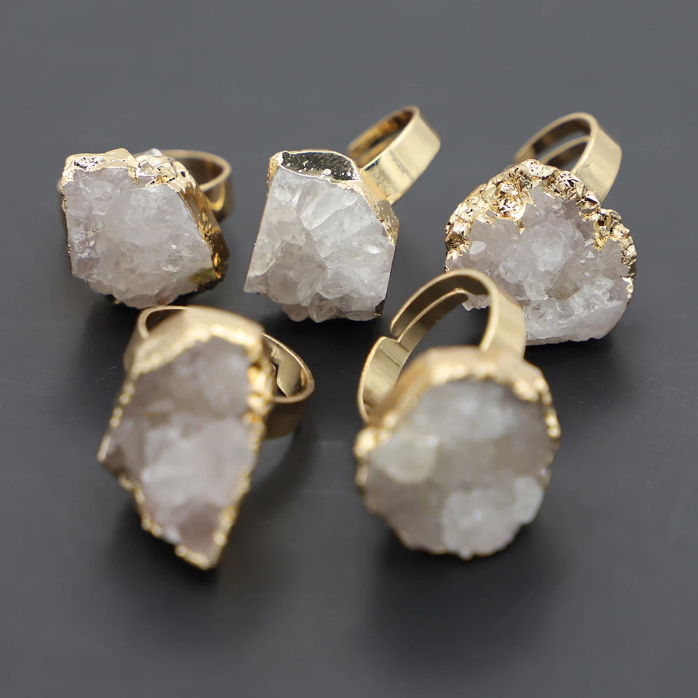 AVERLLA™ Gold-Plated Druzy Crystal Adjustable Rings