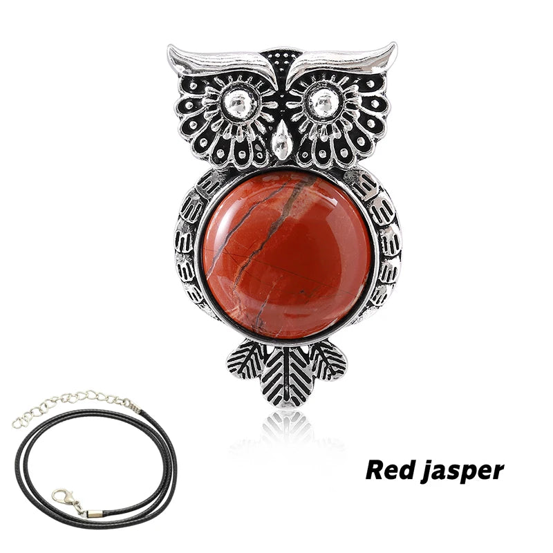 AVERLLA™ Wise Charm Owl Natural Stone Pendant Jewelry