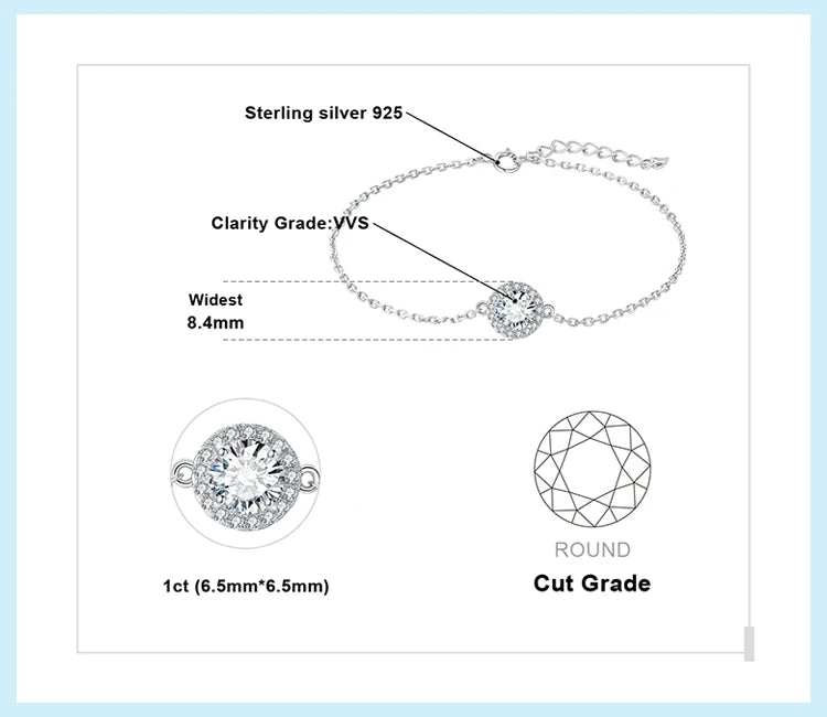 AVERLLA™ Moissanite Halo Adjustable Link Bracelet