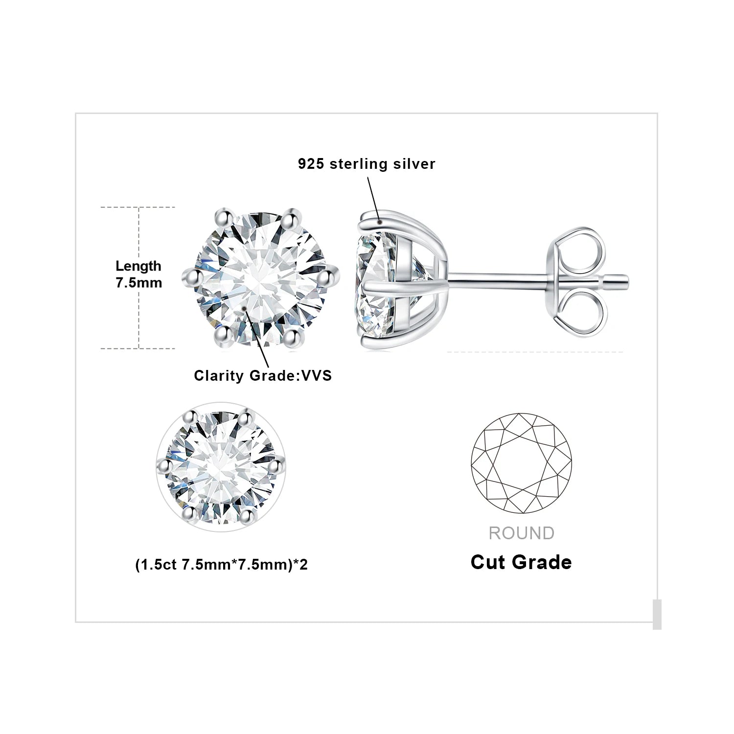 AVERLLA™ Moissanite Gold Plated Stud Earrings