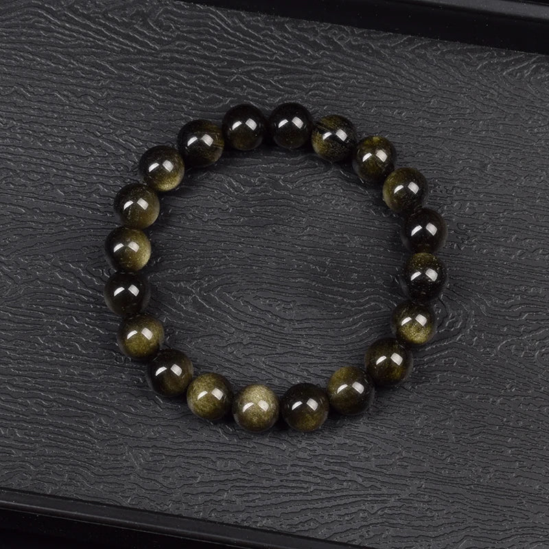 AVERLLA™ Golden Obsidian Energy Bracelet with Rainbow Light Beads