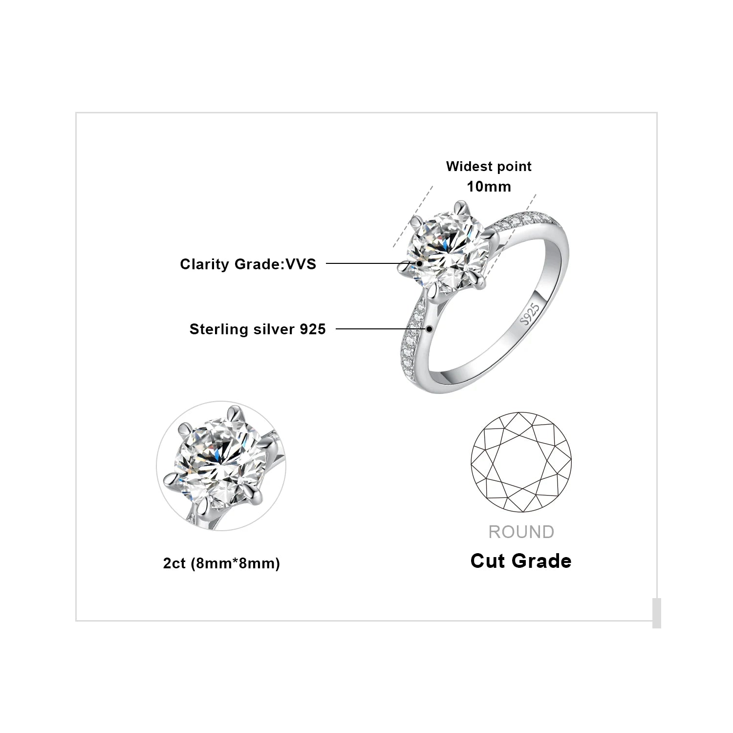 AVERLLA™ Moissanite Round Cut Engagement Ring