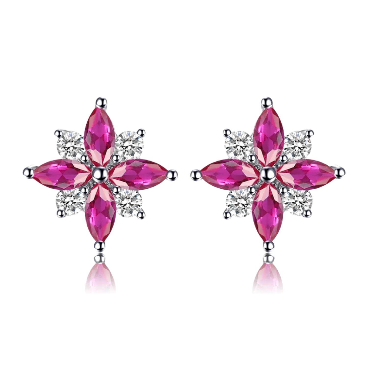 AVERLLA™ Ruby Cross Floral Silver Earrings