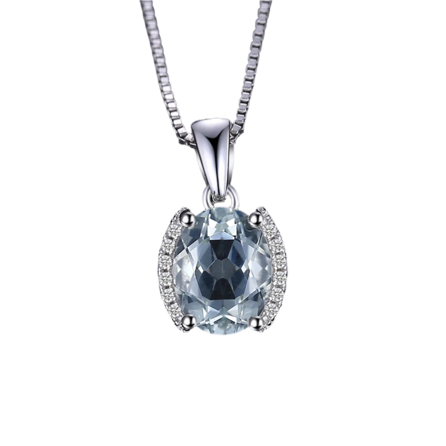 AVERLLA™ Radiant Oval 1.7ct Natural Green Amethyst Pendant Necklace