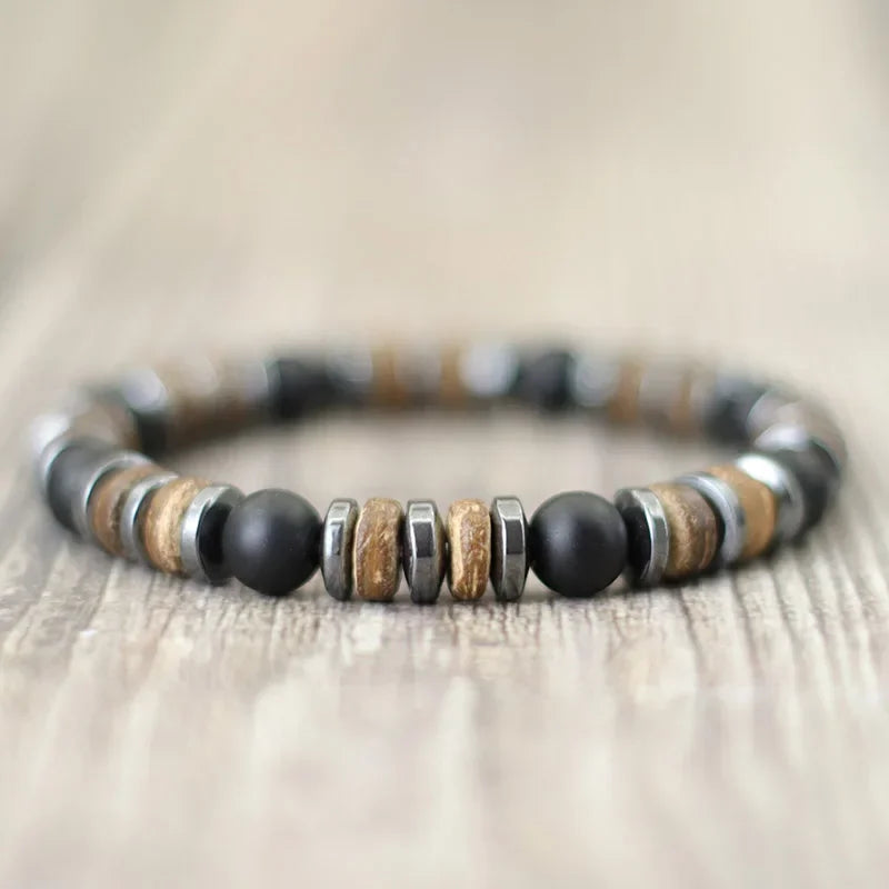 AVERLLA™ Vintage Men’s Natural Stone & Wooden Bracelet