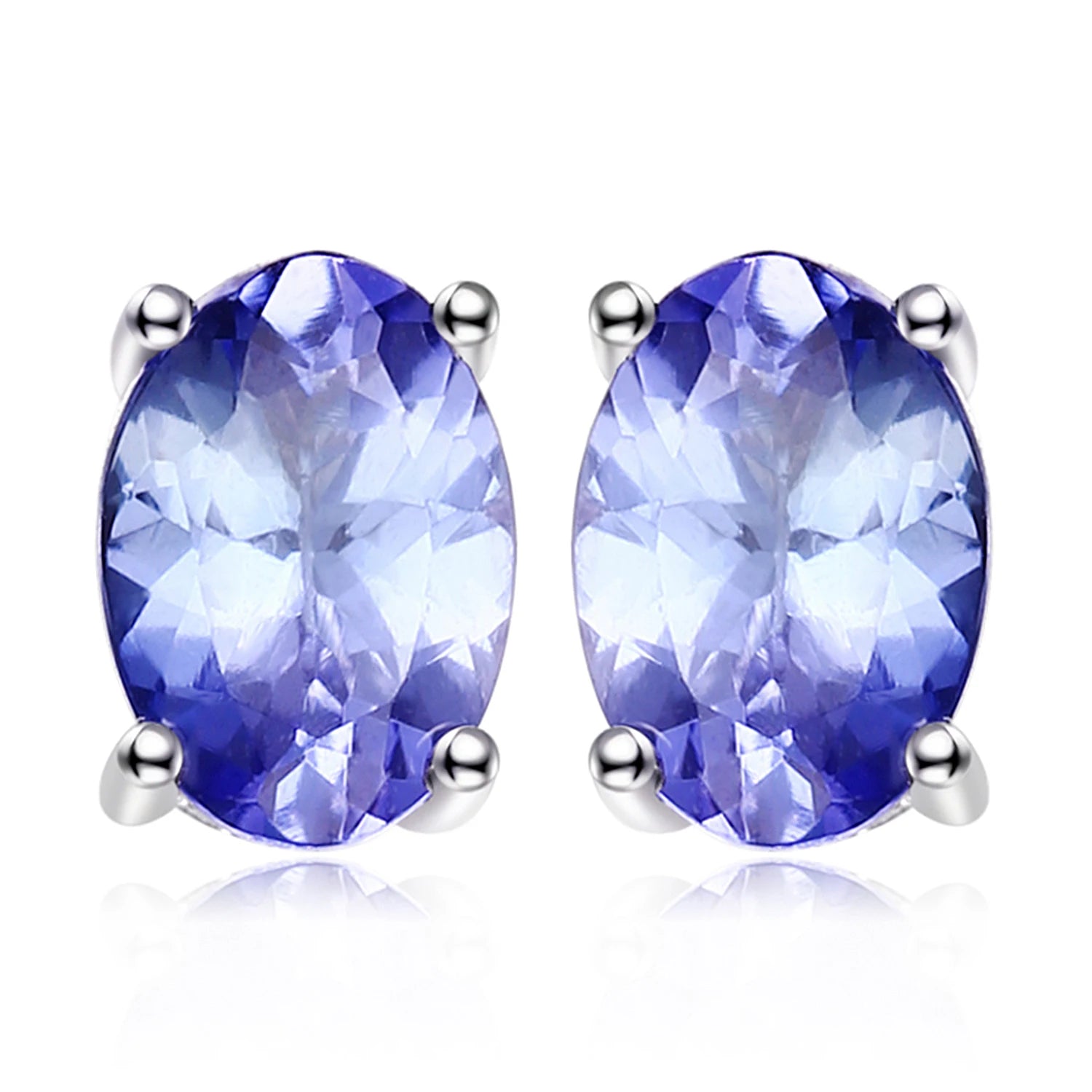 AVERLLA™ 1ct Oval Cut Tanzanite Silver Stud Earrings