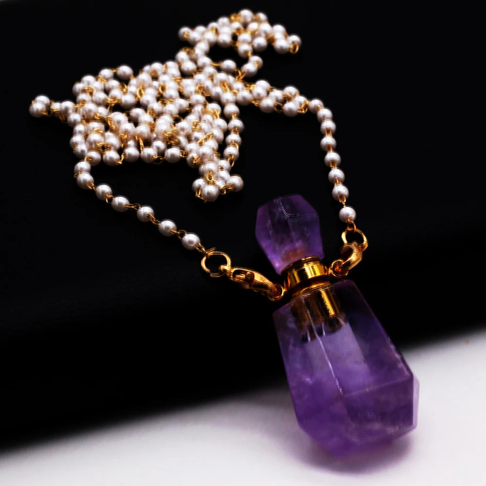 AVERLLA™ Natural Amethysts Gravel Chain Necklace Charms Natural Stone