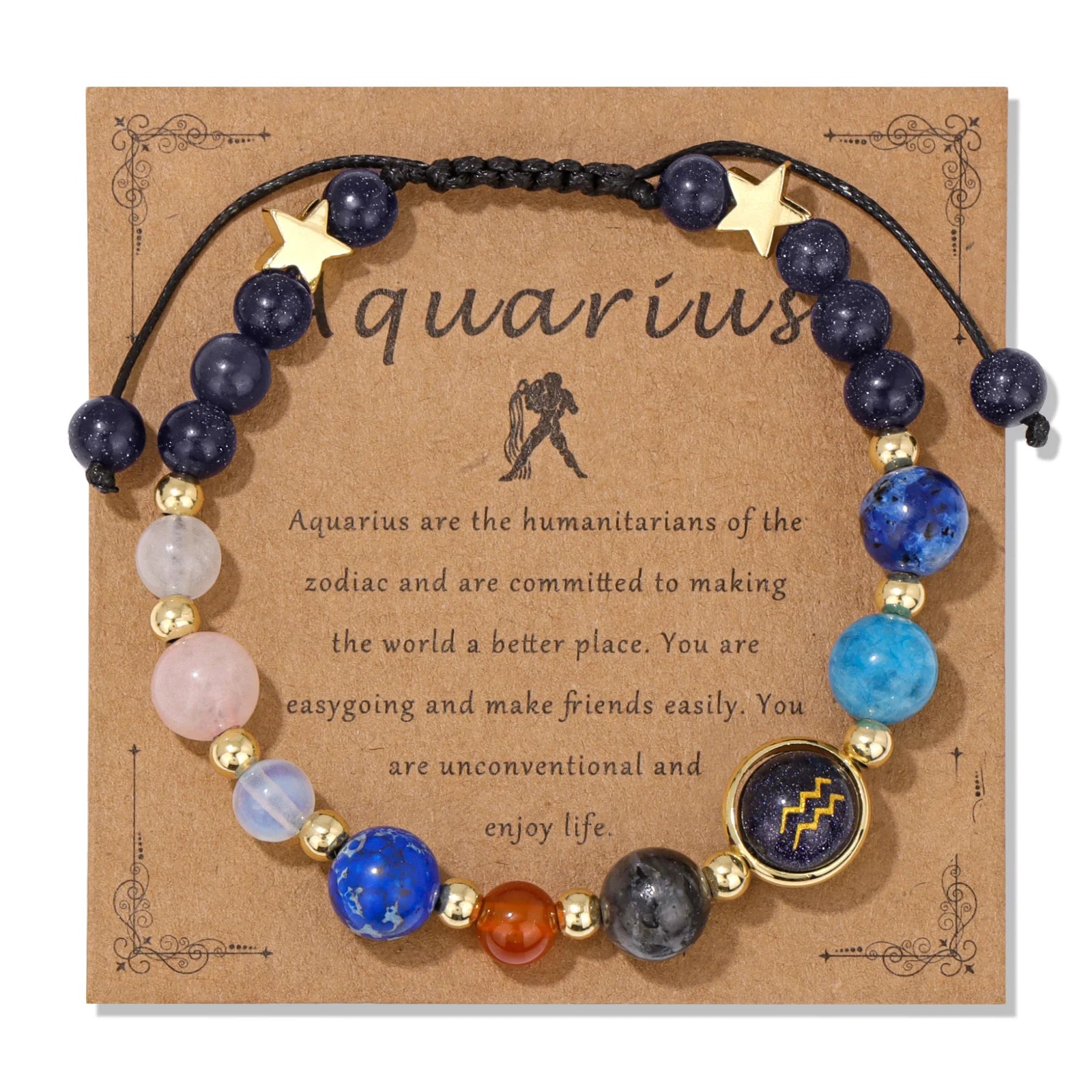 AVERLLA™ Zodiac Natural Stone Charm Bracelet