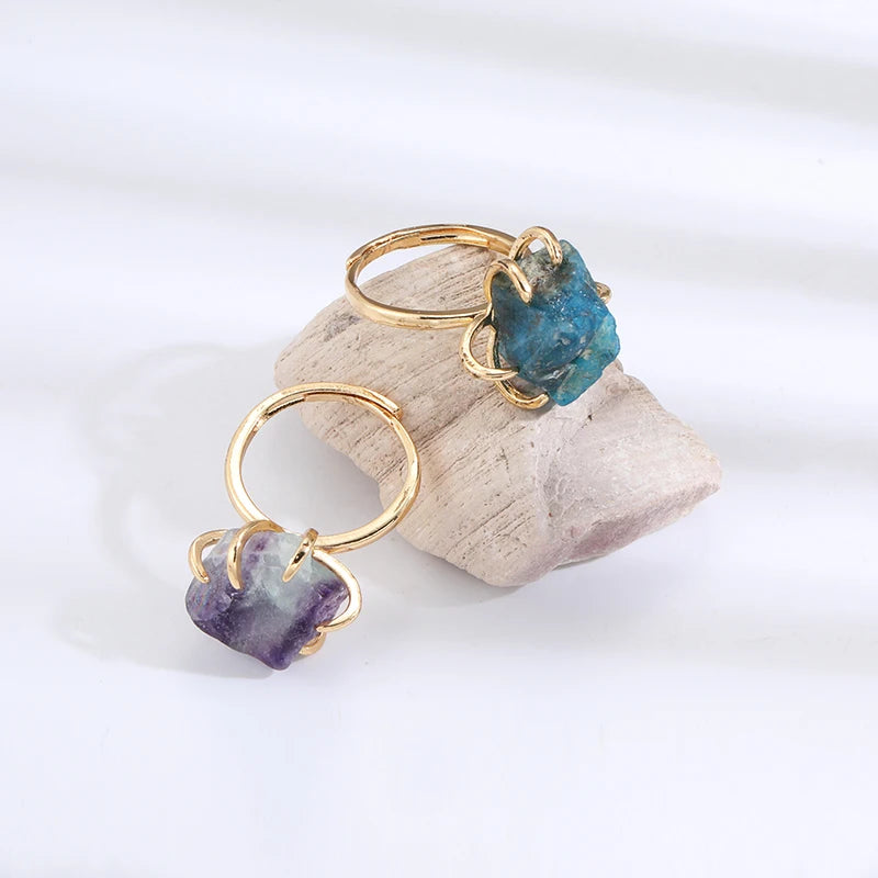 AVERLLA™  Farsighte Star Adjustable Crystal Rings – Natural Stone & Gold Wire