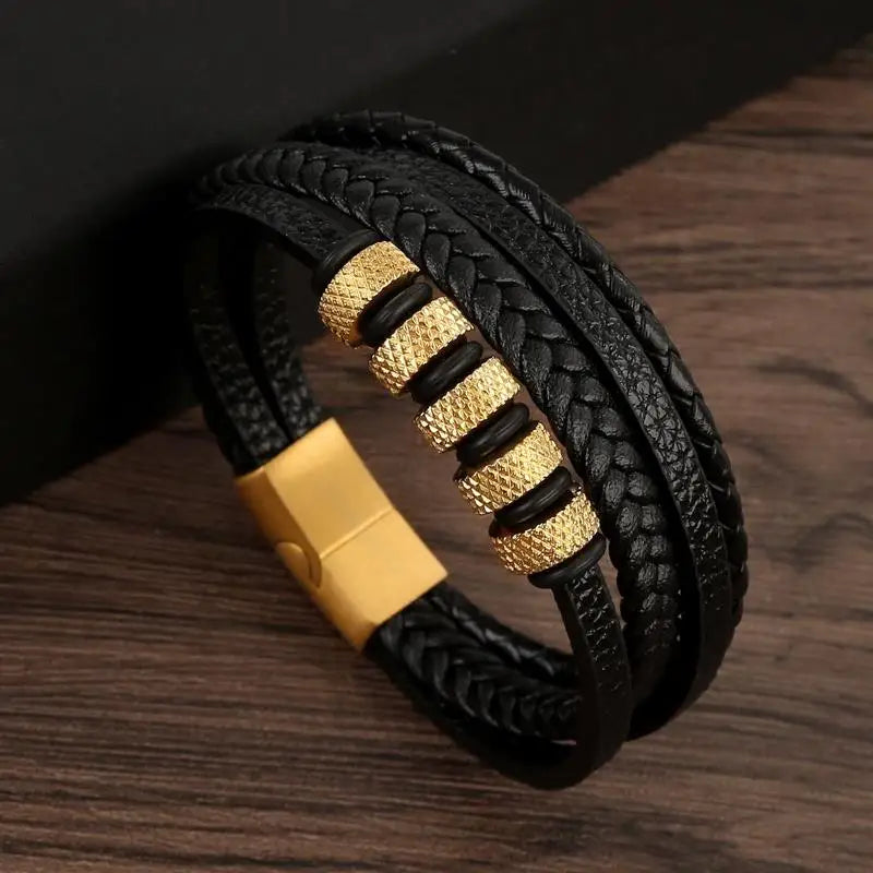 AVERLLA™ Valor Cross Hand-Woven Leather Bracelet