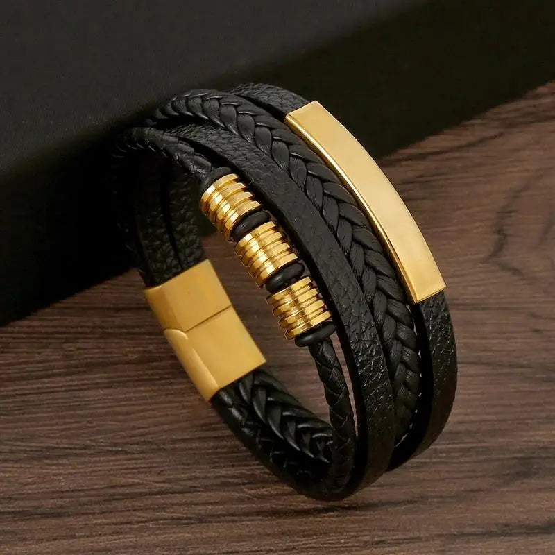 AVERLLA™ Valor Cross Hand-Woven Leather Bracelet