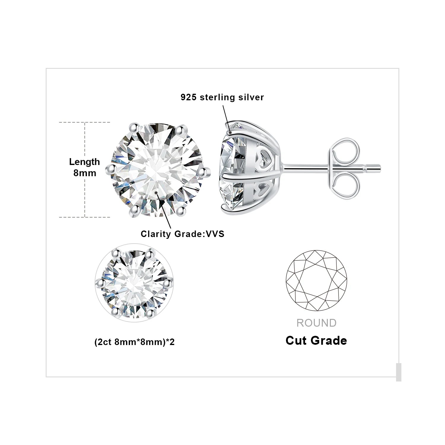 AVERLLA™ Moissanite Gold Plated Stud Earrings