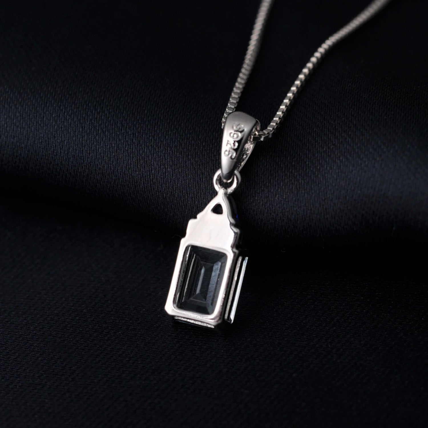 AVERLLA™ Emerald Cut Sky Blue Topaz & Created Sapphire Pendant Necklace in 925 Sterling Silver for Women