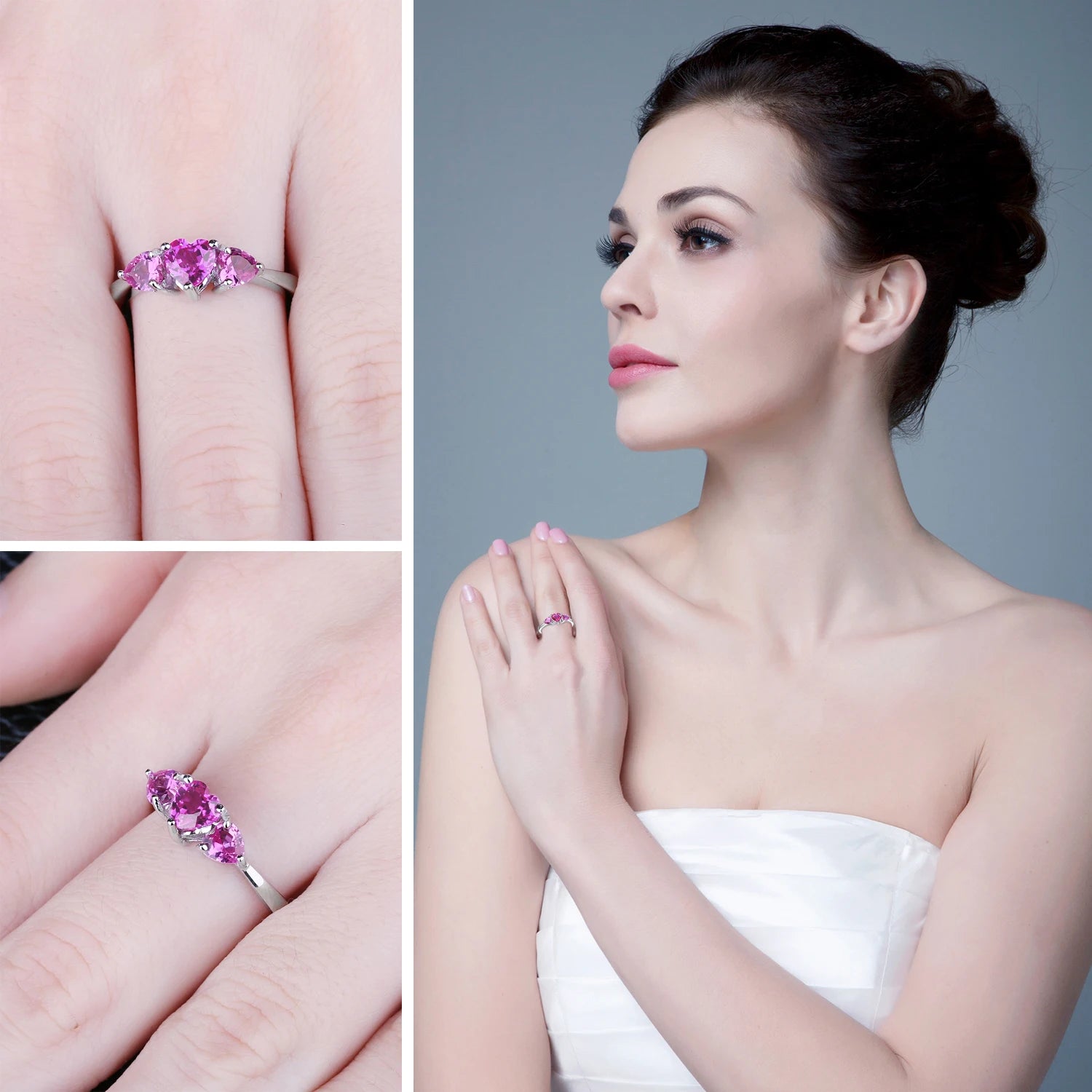 AVERLLA™ Pink Sapphire Triple Stone Ring