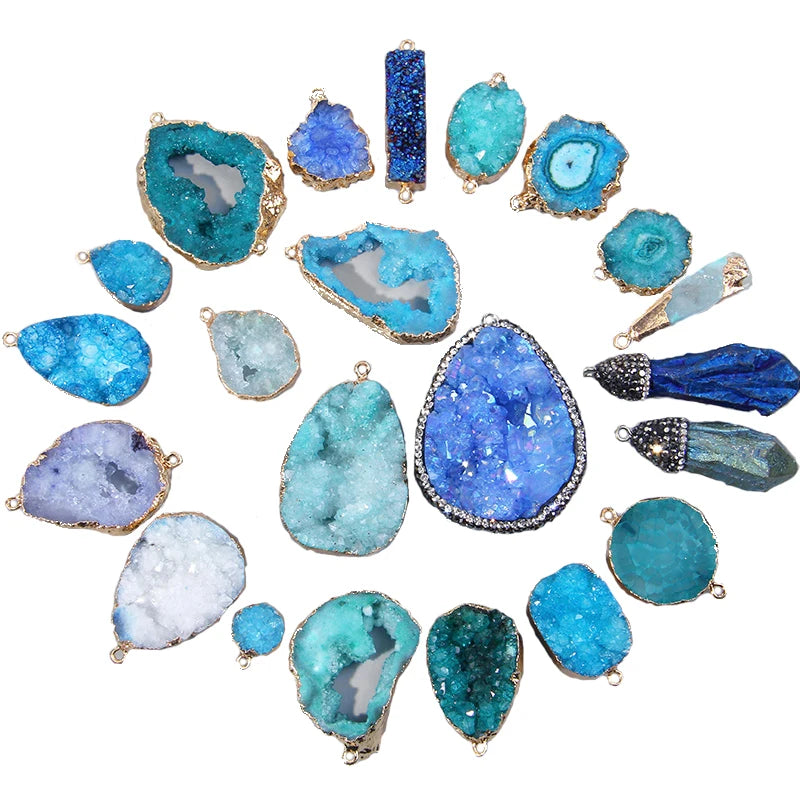 AVERLLA™ Natural Blue Druzy Stone Pendant