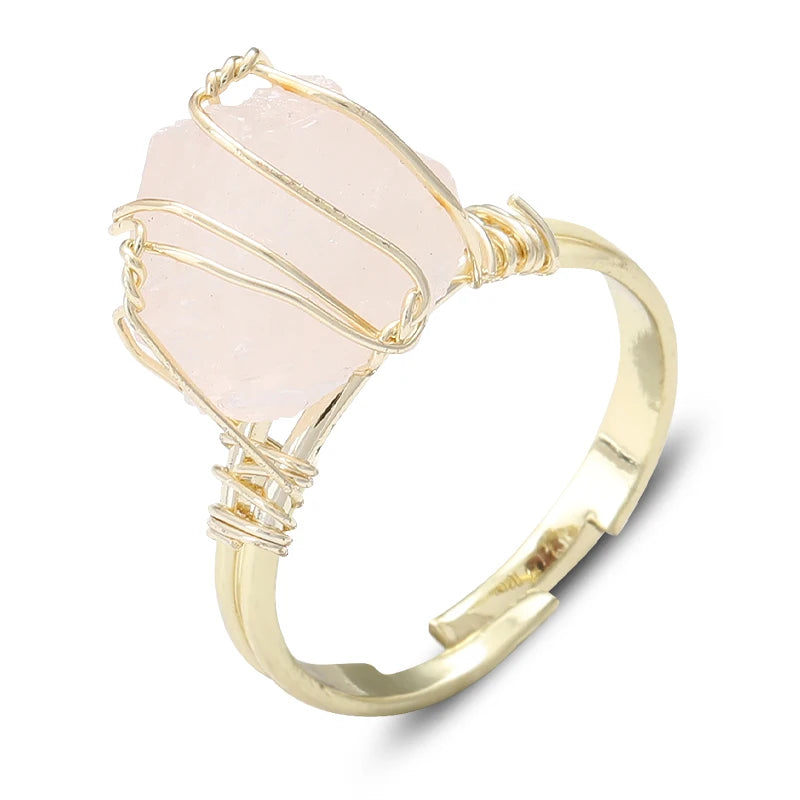 AVERLLA™  Farsighte Star Adjustable Crystal Rings – Natural Stone & Gold Wire