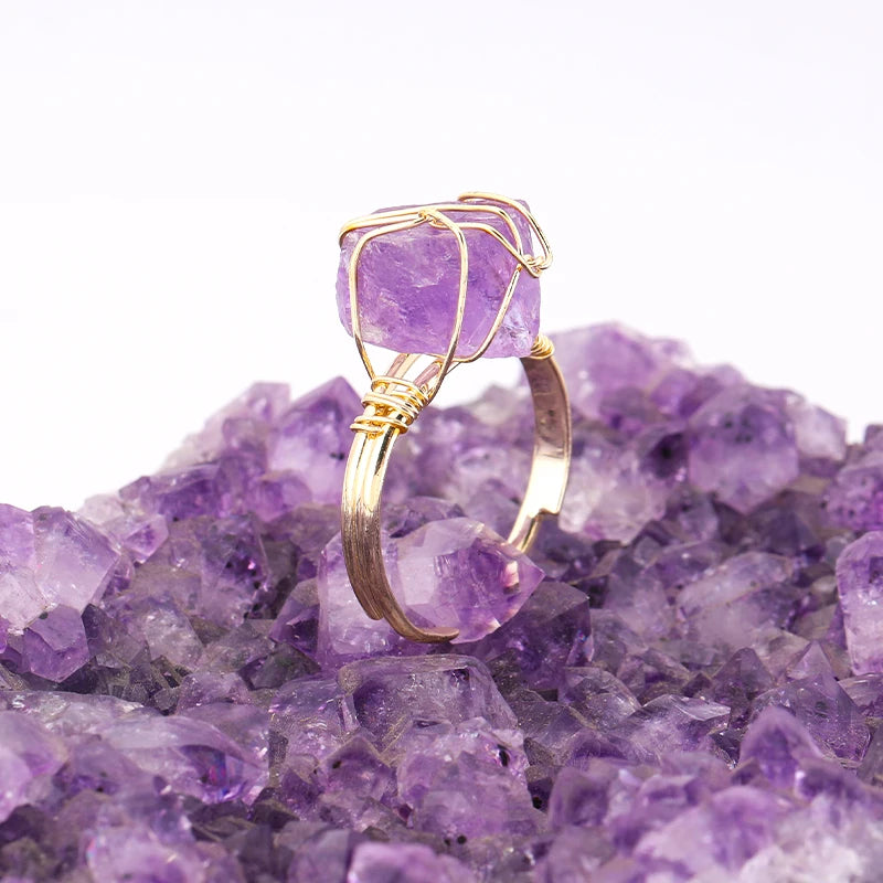 AVERLLA™  Farsighte Star Adjustable Crystal Rings – Natural Stone & Gold Wire