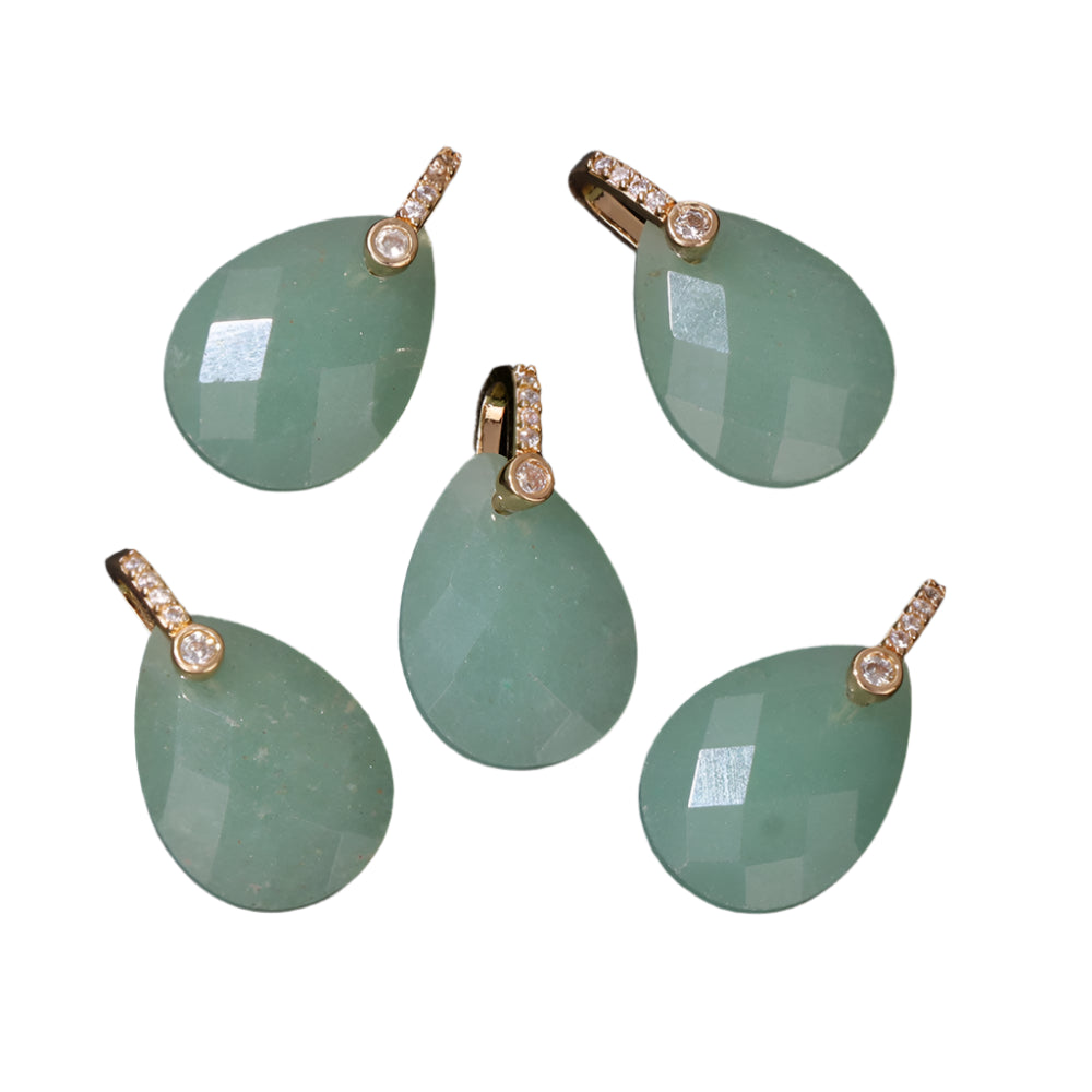 AVERLLA™ Faceted Water Drop Stone Pendants – Aventurine, Amethyst, Quartz