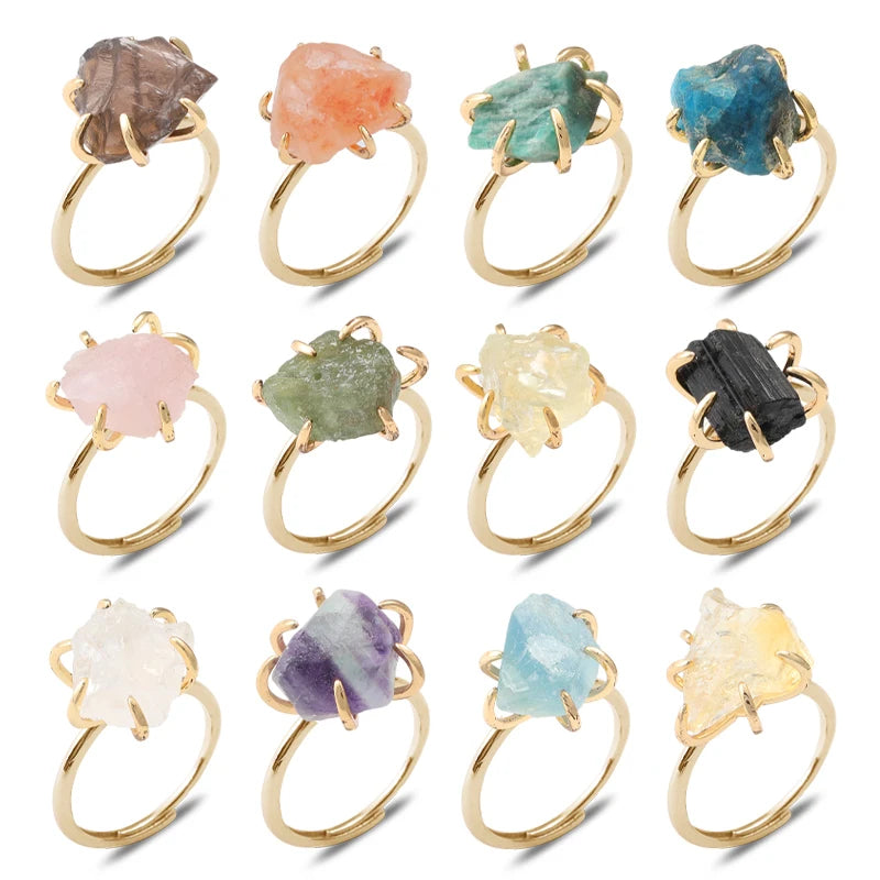 AVERLLA™ Sisterhood Adjustable Crystal Rings – Amethyst & Quartz