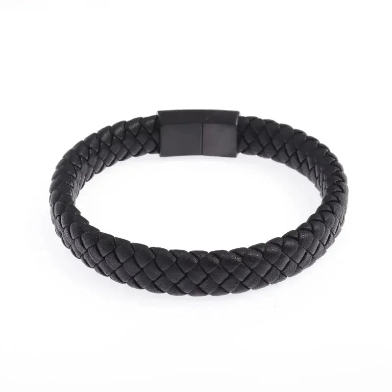 AVERLLA™ Black Magnetic Leather Bracelet