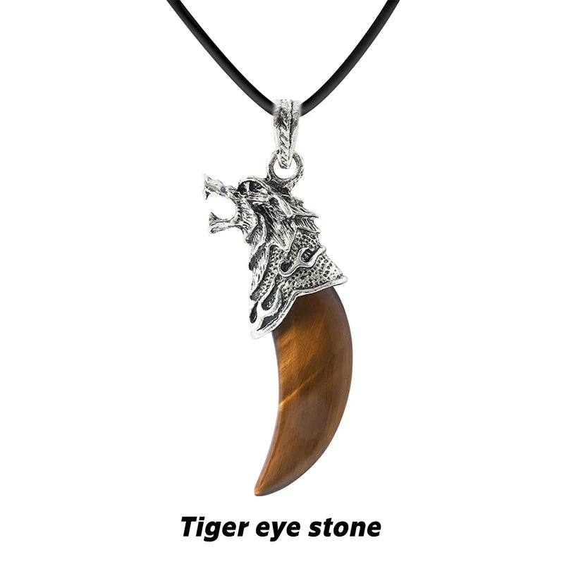 AVERLLA™ Wolf Tooth Natural Stone Pendant - Rose Quartz,