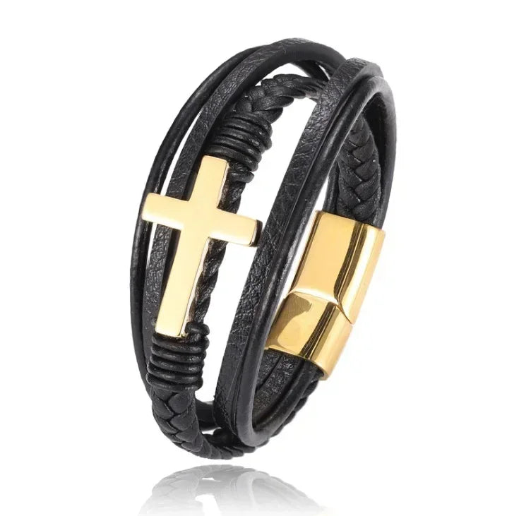 AVERLLA™ Black Magnetic Leather Bracelet