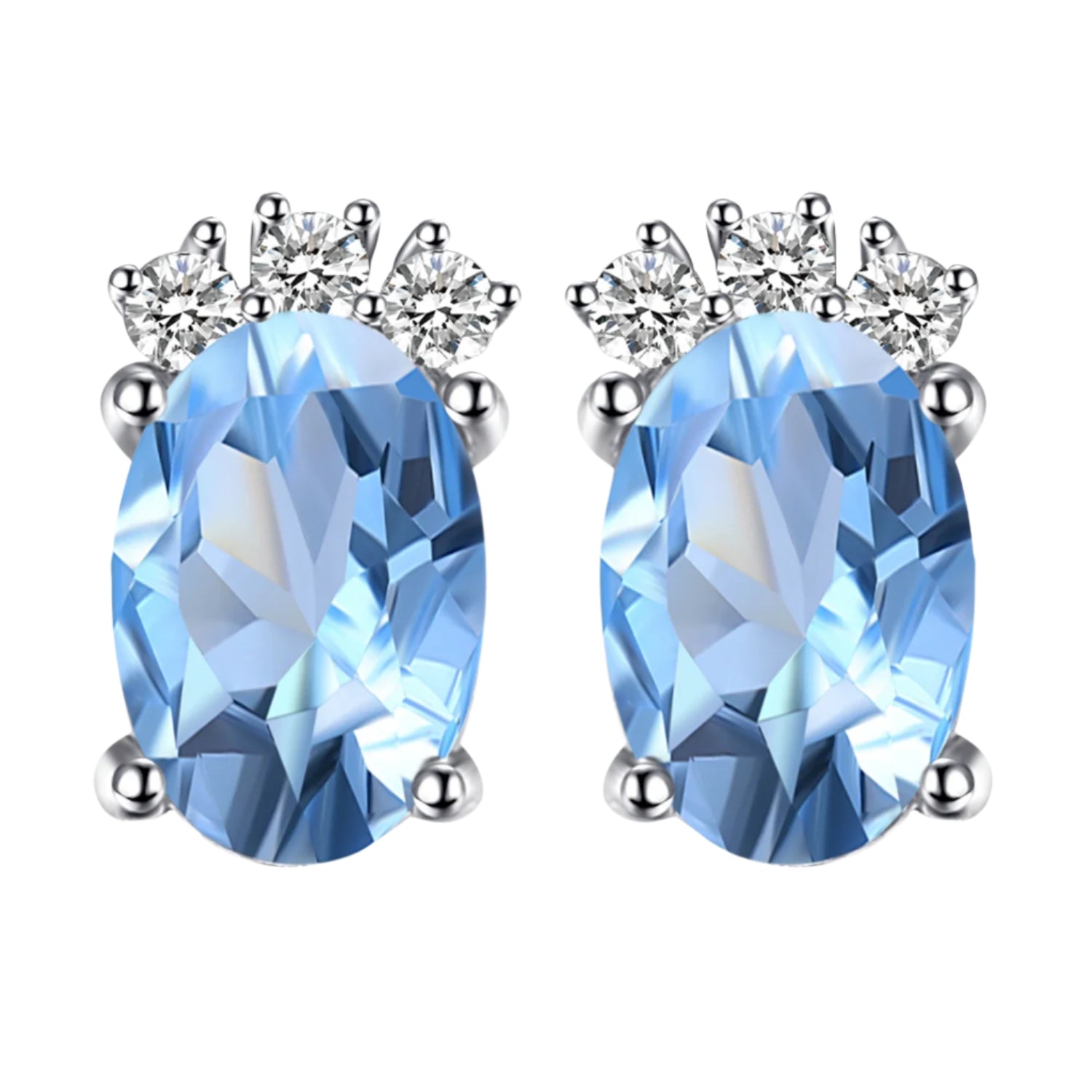 AVERLLA™ Crown Sky Blue Topaz Oval Stud Earrings